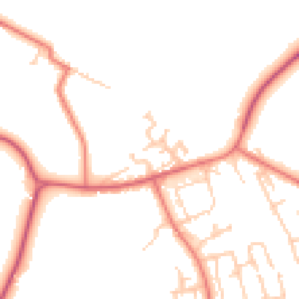 Daytime road noise heatmap for NE61 5PW