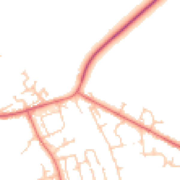 Daytime road noise heatmap for NE61 5RT