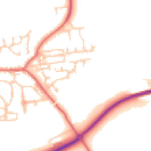 Daytime road noise heatmap for NE61 6XN