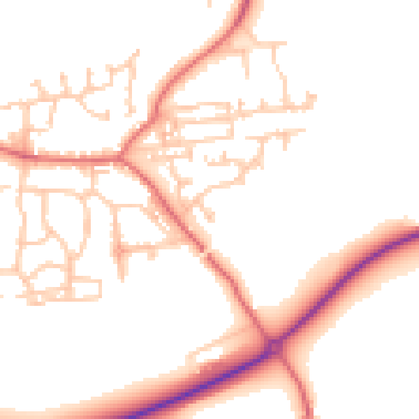 Daytime road noise heatmap for NE61 6XQ