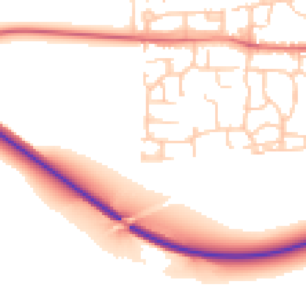 Daytime road noise heatmap for NE61 6YN