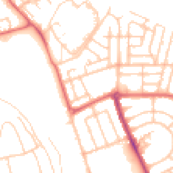 Daytime road noise heatmap for NE7 7AA
