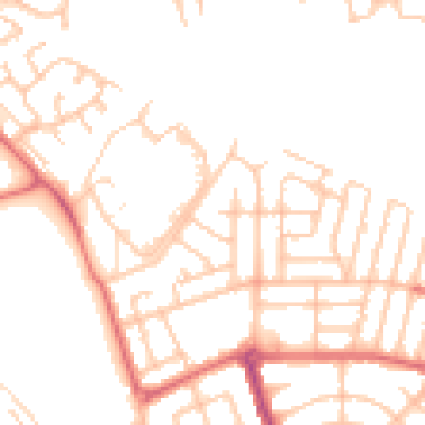 Daytime road noise heatmap for NE7 7AB