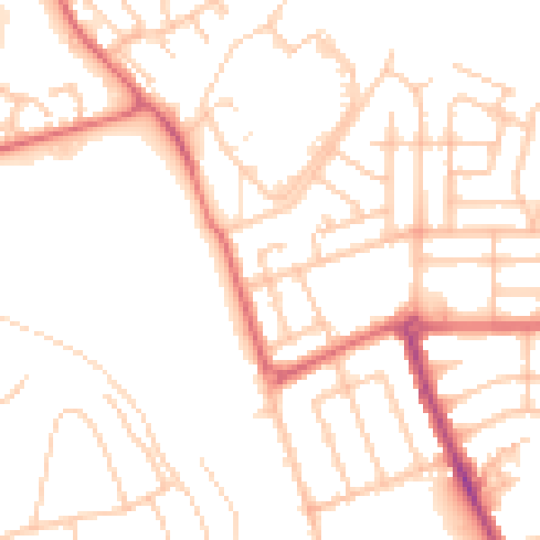 Daytime road noise heatmap for NE7 7AD