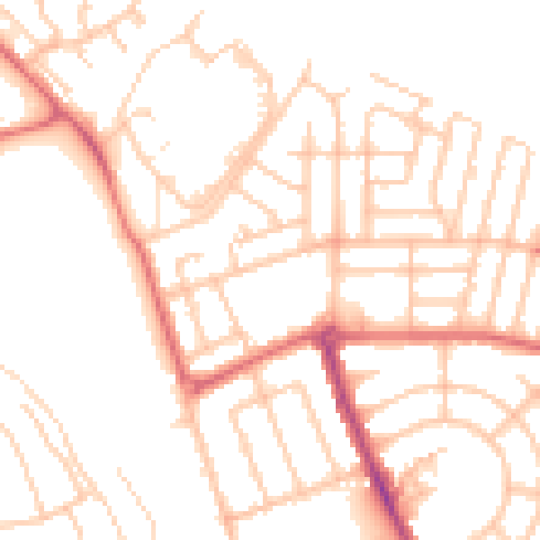 Daytime road noise heatmap for NE7 7AE
