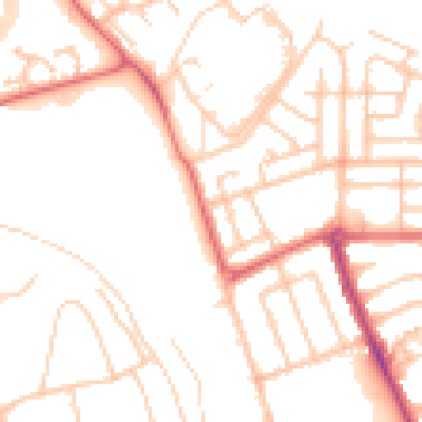Daytime road noise heatmap for NE7 7AH