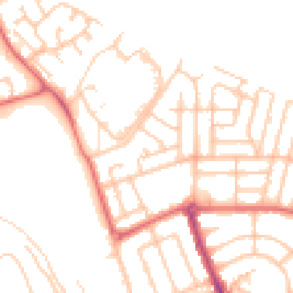 Daytime road noise heatmap for NE7 7AJ