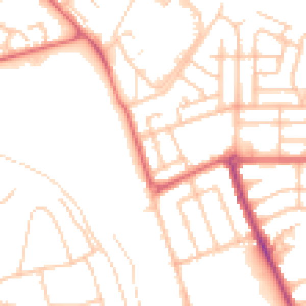 Daytime road noise heatmap for NE7 7AN