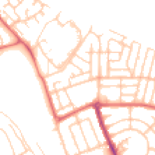 Daytime road noise heatmap for NE7 7AP