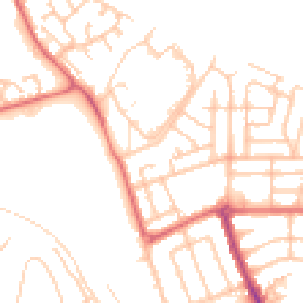 Daytime road noise heatmap for NE7 7AQ