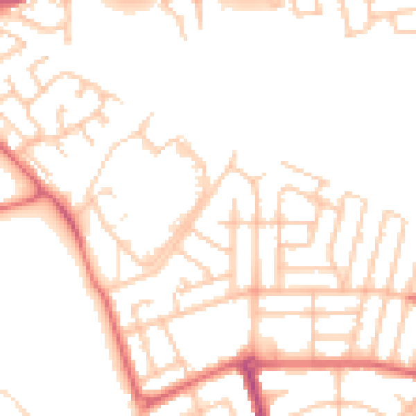 Daytime road noise heatmap for NE7 7AR