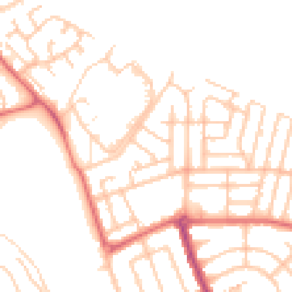 Daytime road noise heatmap for NE7 7AT