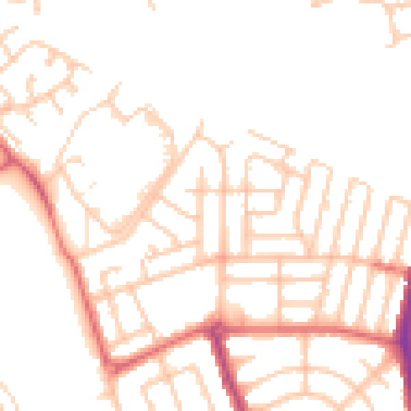 Daytime road noise heatmap for NE7 7AU