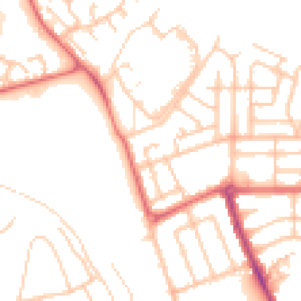 Daytime road noise heatmap for NE7 7AX