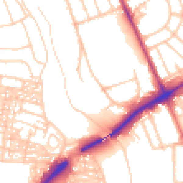 Daytime road noise heatmap for NE7 7BA