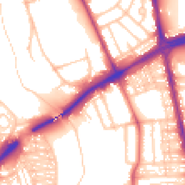 Daytime road noise heatmap for NE7 7BE