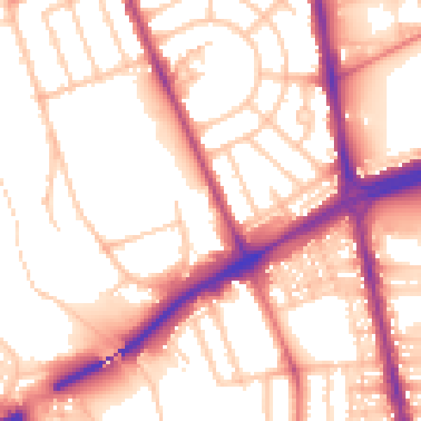 Daytime road noise heatmap for NE7 7BG