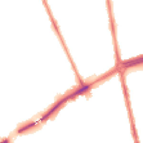 Night-time road noise heatmap for NE7 7BG
