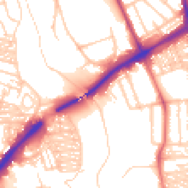 Daytime road noise heatmap for NE7 7BH