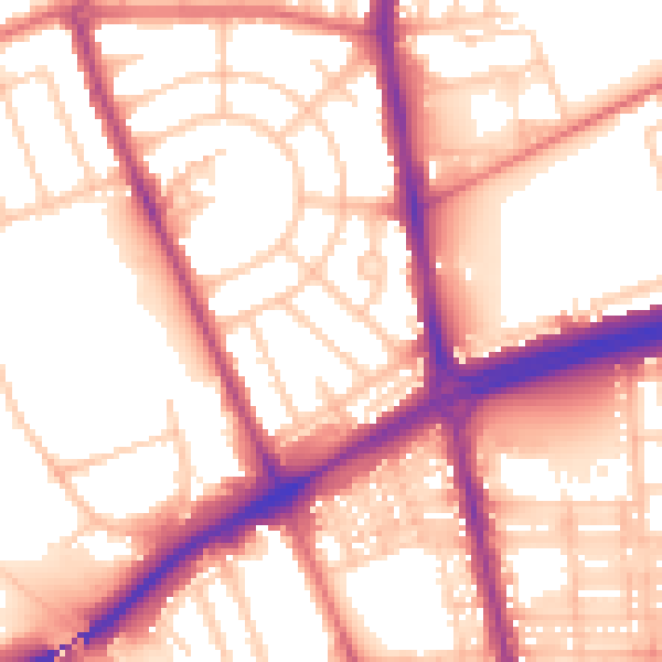 Daytime road noise heatmap for NE7 7BJ