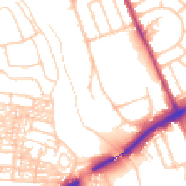 Daytime road noise heatmap for NE7 7BL