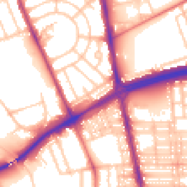 Daytime road noise heatmap for NE7 7BN