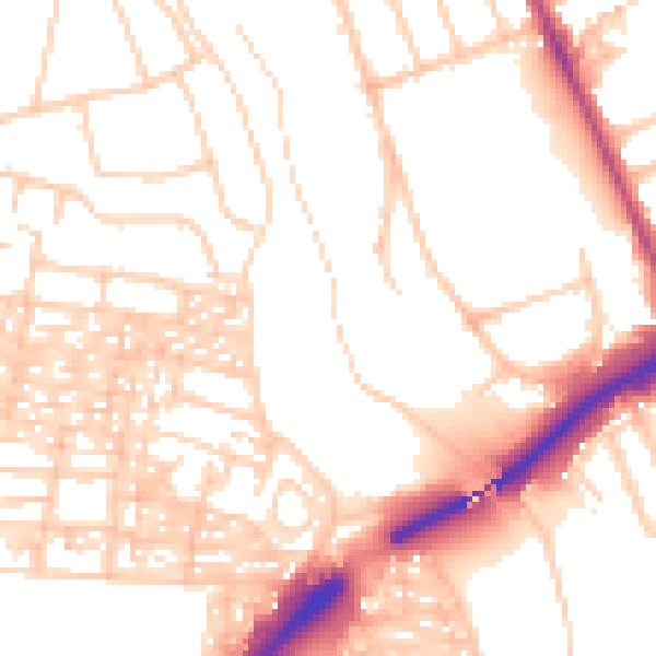 Daytime road noise heatmap for NE7 7BQ