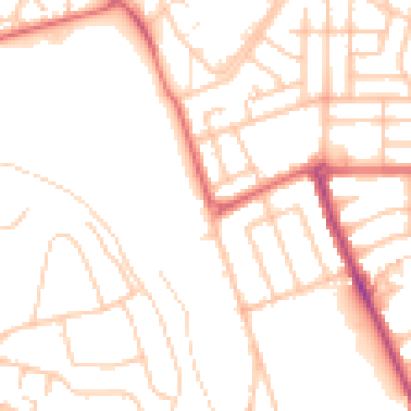 Daytime road noise heatmap for NE7 7BS