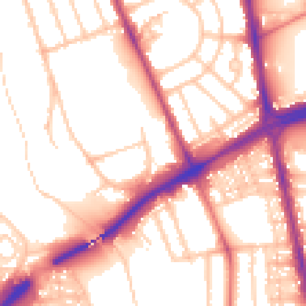 Daytime road noise heatmap for NE7 7BT