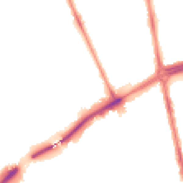 Night-time road noise heatmap for NE7 7BT