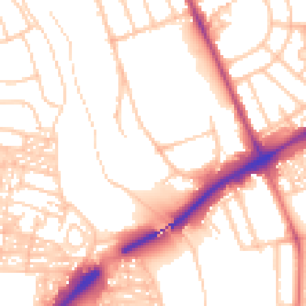 Daytime road noise heatmap for NE7 7BU