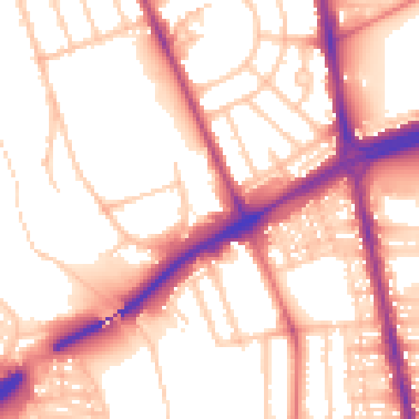 Daytime road noise heatmap for NE7 7BW