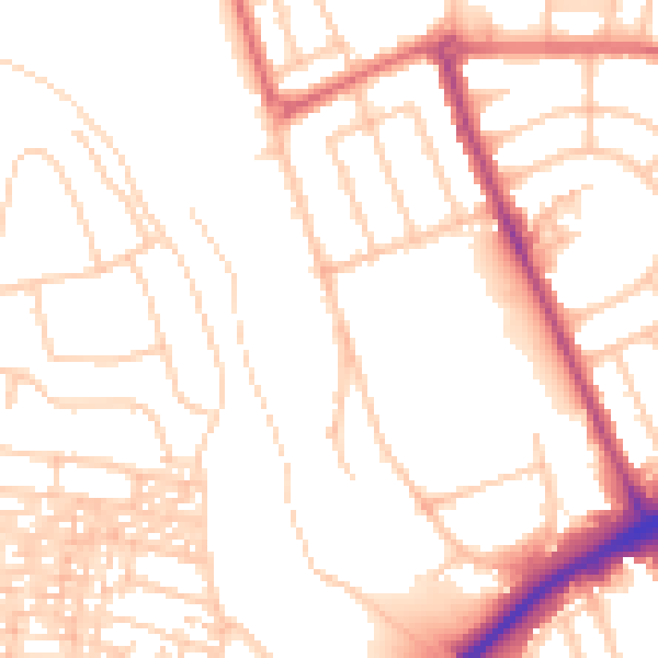 Daytime road noise heatmap for NE7 7BX