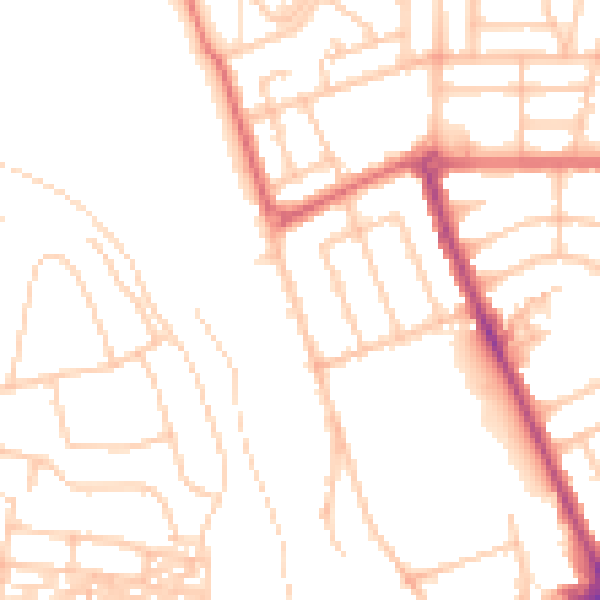Daytime road noise heatmap for NE7 7BY