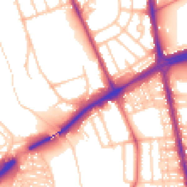 Daytime road noise heatmap for NE7 7BZ