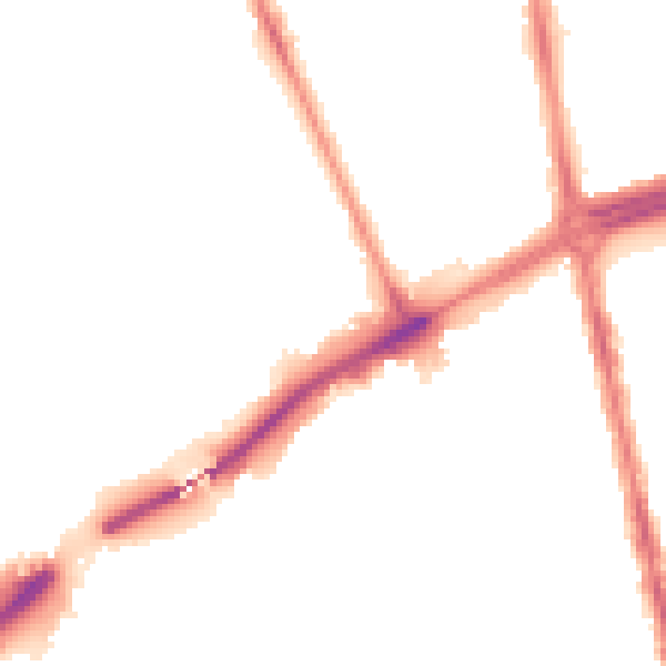 Night-time road noise heatmap for NE7 7BZ