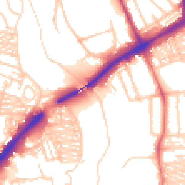 Daytime road noise heatmap for NE7 7DA
