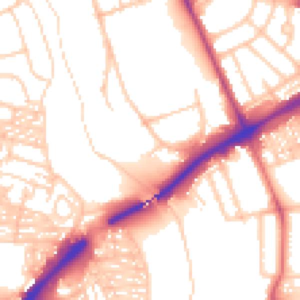 Daytime road noise heatmap for NE7 7DD