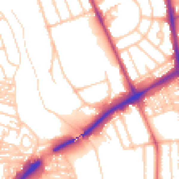 Daytime road noise heatmap for NE7 7DE