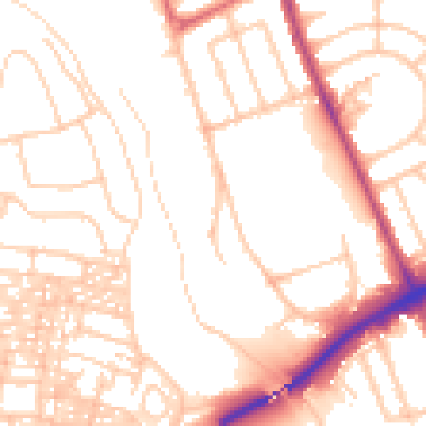 Daytime road noise heatmap for NE7 7DH