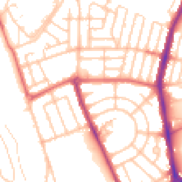 Daytime road noise heatmap for NE7 7DQ