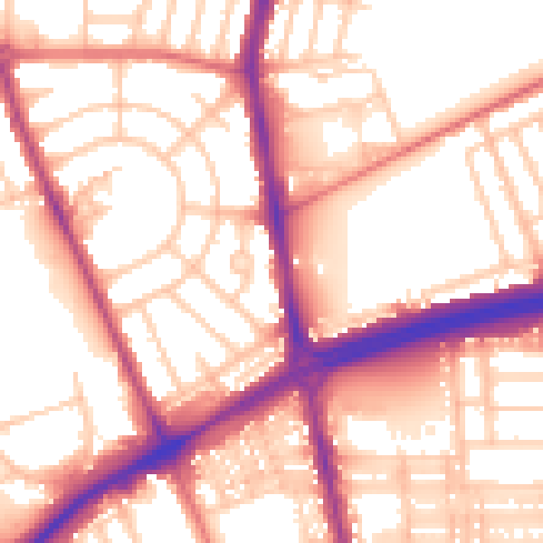 Daytime road noise heatmap for NE7 7DS