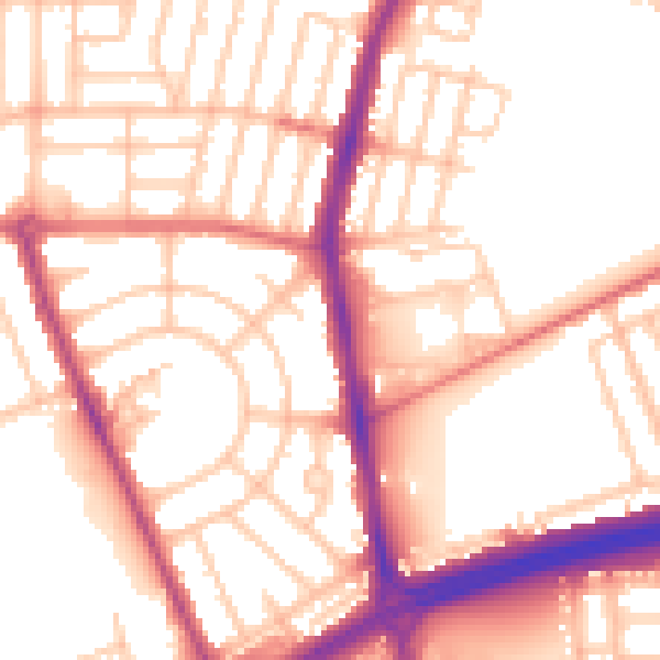 Daytime road noise heatmap for NE7 7DT