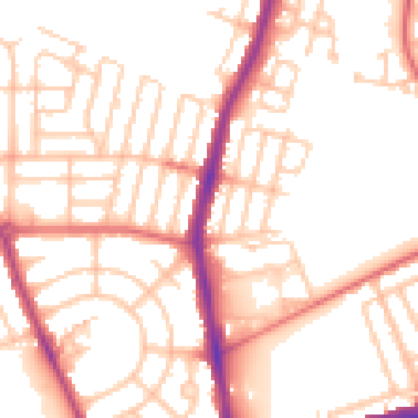 Daytime road noise heatmap for NE7 7DU