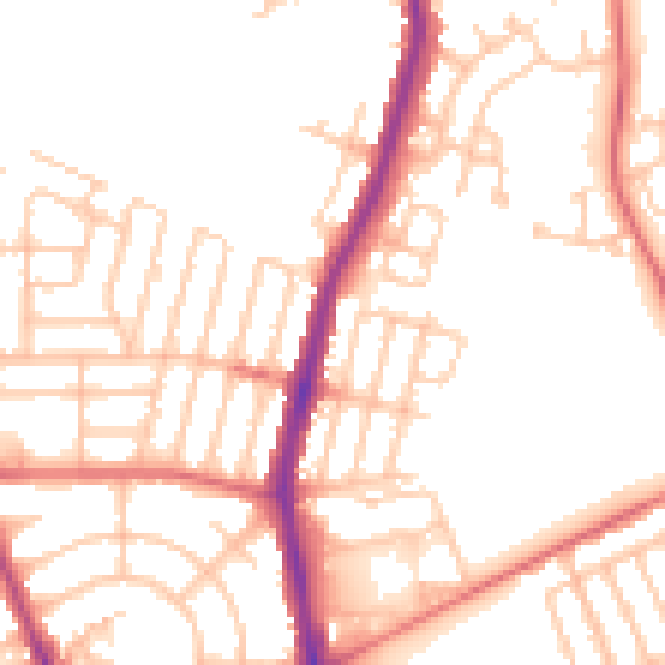 Daytime road noise heatmap for NE7 7DX