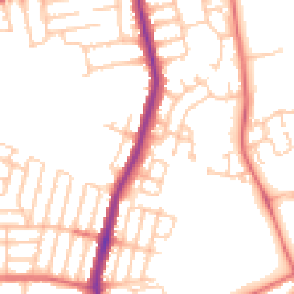 Daytime road noise heatmap for NE7 7DY