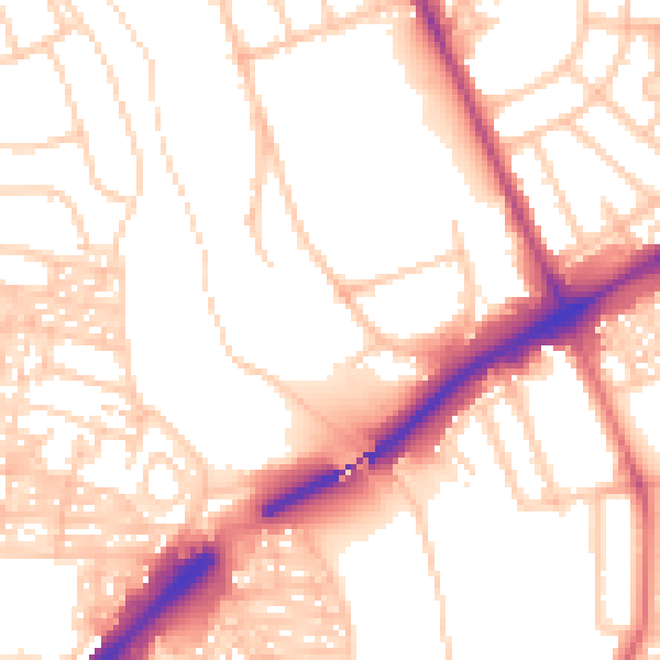 Daytime road noise heatmap for NE7 7DZ