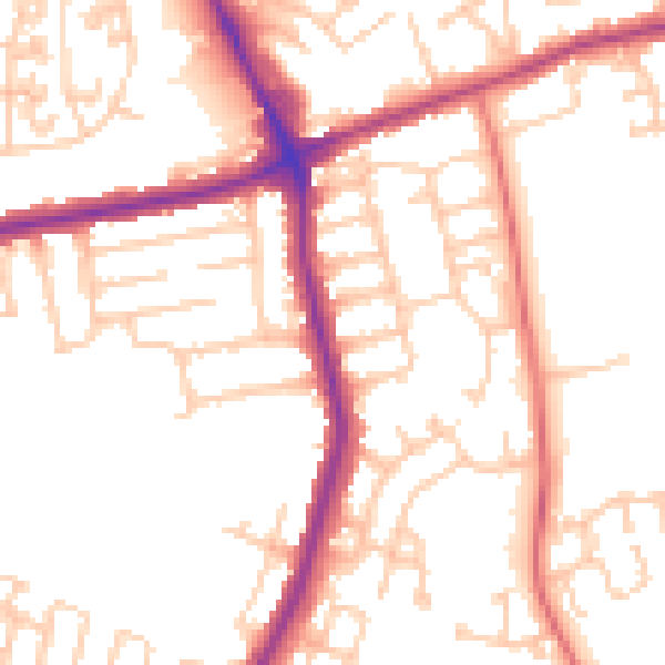 Daytime road noise heatmap for NE7 7EA