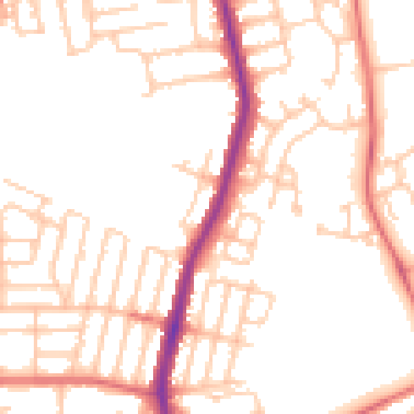 Daytime road noise heatmap for NE7 7EB