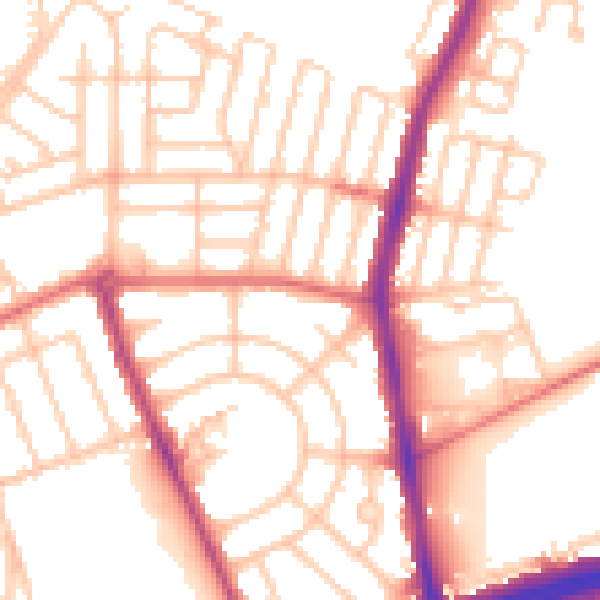 Daytime road noise heatmap for NE7 7EJ